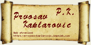 Prvosav Kaplarović vizit kartica